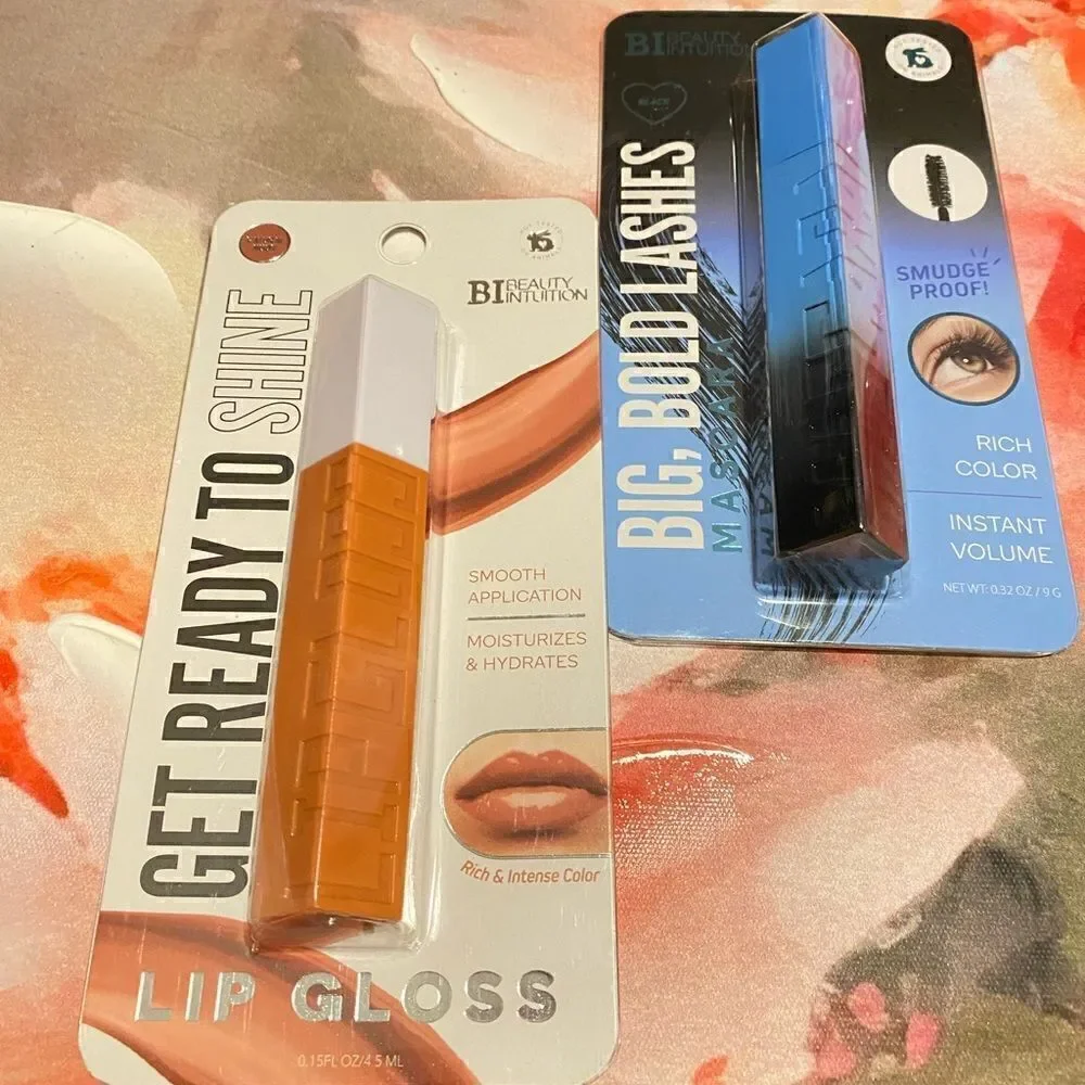 🛍️2 Beauty Intuition Natural Nude Lip Gloss 💄 & Big Bold Lashes Mascara 💥